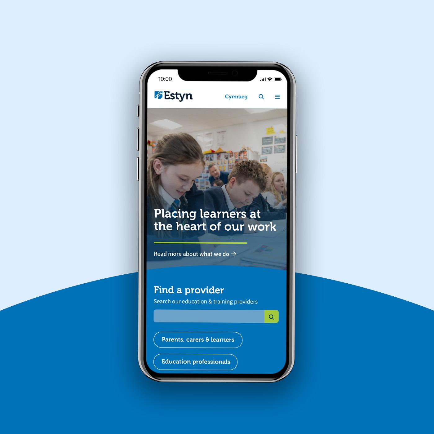 Estyn website design on mobile