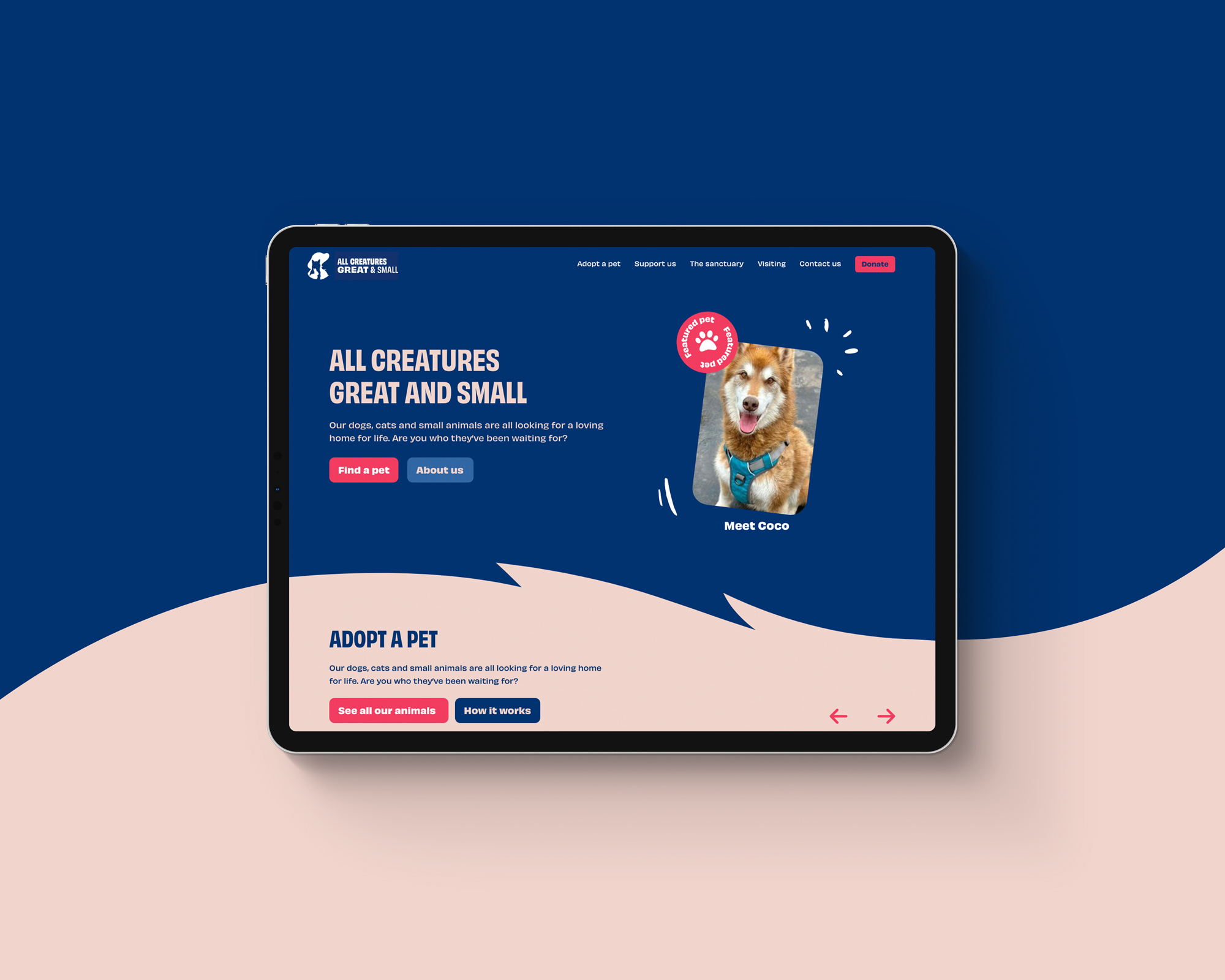All Creatures Great and Small website homepage designed by Pobl