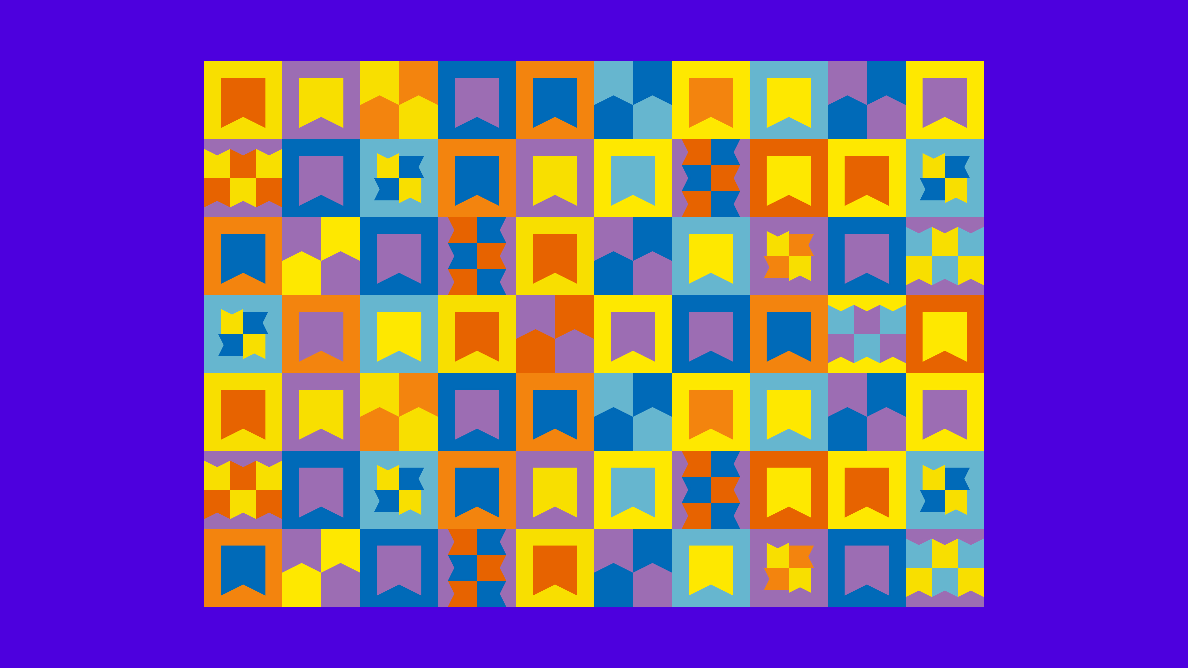 Libraries Wales brand pattern made up of lots of coloured bookmark icons